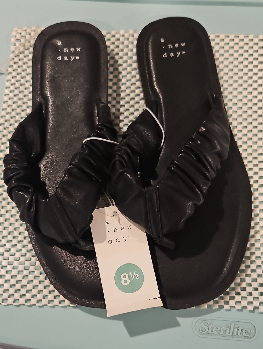 A new day Black Ruched Slide Sandals